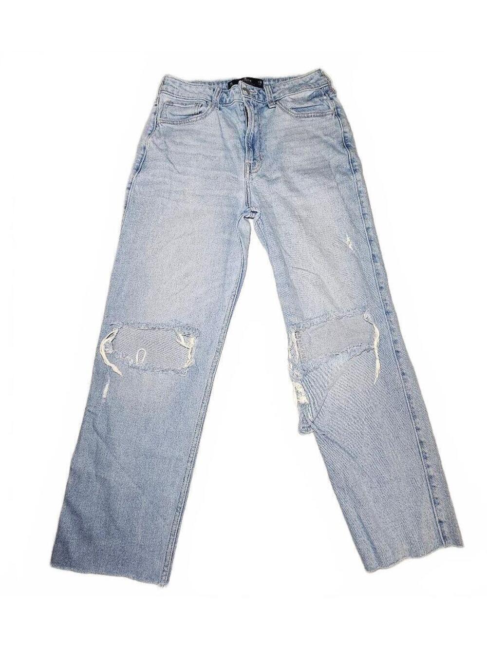 Hollister Light Wash Distressed Straight Leg Jeans 32
